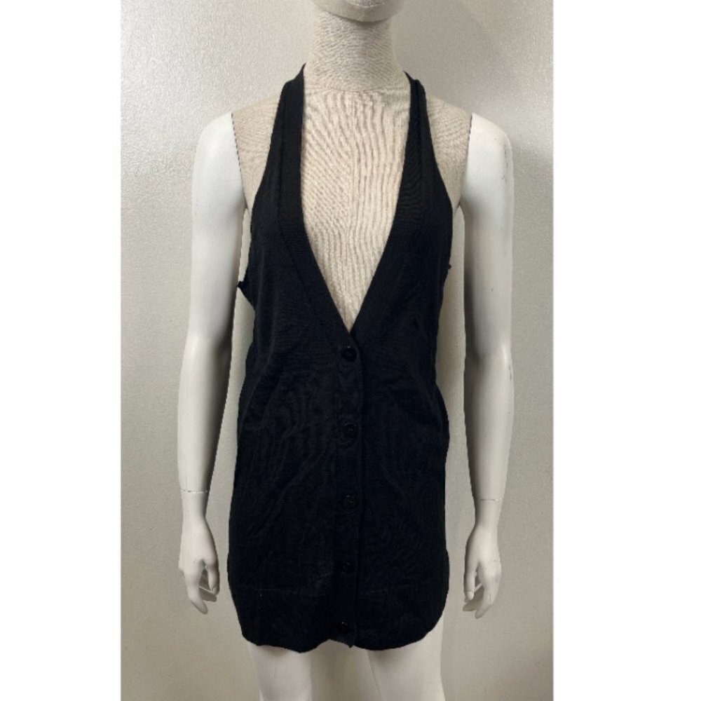 J PARK BLACK CASHMERE LONG VEST S